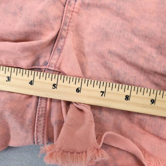 Torrid Pink Acid Wash Stretch Denim Jean Shorts Women's 12 Raw Fringe 33x4.5" - Picture 4 of 10